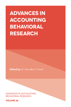 Hardcover Advances in Accounting Behavioral Research Book