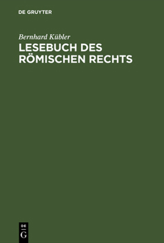 Hardcover Lesebuch des römischen Rechts [Latin] Book