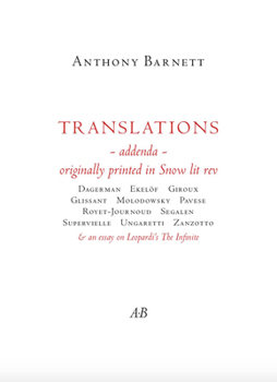 Paperback Translations Addenda: Originally Printed in Snow Lit REV Book