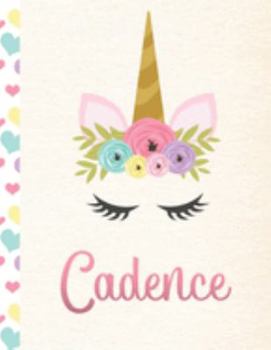 Paperback Cadence: Personalized Unicorn Journal For Girls - 8.5x11 110 Pages Notebook/Diary With Pink Name Book