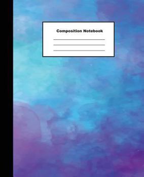 Paperback Composition Notebooks: Wide Ruled Abstract Purple Blue Water Colour for Kids Students Men Women Book