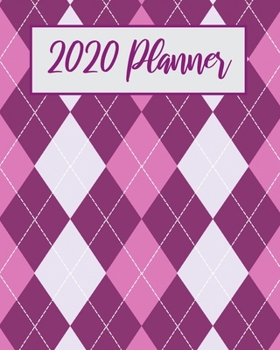 Paperback 2020 Planner: Weekly and Monthly Calendar with Habit Tracker, purple argyle motif Book