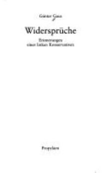 Hardcover Widersprueche Erinnerungen eines linken Konservativen [German] Book