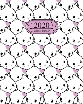 2020 weekly planner: Weekly & Monthly Planner 2020, Calendar Schedule Organizer Appointment Journal Notebook and Action day With cute cats on a white background