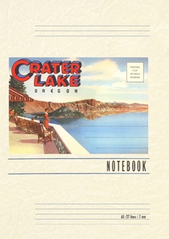 Vintage Lined Notebook Postcard Folder, Greetings from Crater Lake, Oregon