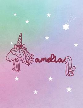 Paperback Amelia: Unicorn Name Personalized Notebook Book