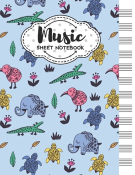 Paperback Music Sheet Notebook: Blank Staff Manuscript Paper with Unique Animals Themed Cover Design Book