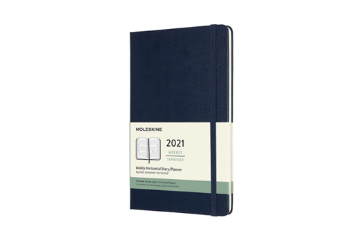 Calendar Moleskine 2021 Weekly Horizontal Planner, 12m, Large, Sapphire Blue, Hard Cover (5 X 8.25) Book