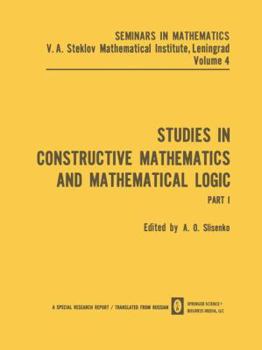 Paperback Studies in Constructive Mathematics and Mathematical Logic: Part 1 Book
