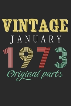 Vintage January 1973 Original Parts: Retro Birthday Gift Notebook Blank Lined Journal