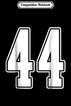 Composition Notebook: #44 White Outline Number 44 Sports Fan Jersey Style  Journal/Notebook Blank Lined Ruled 6x9 100 Pages