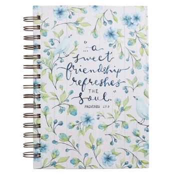 Spiral-bound Journal Wirebound Blue Floral Sweet Friendship Book
