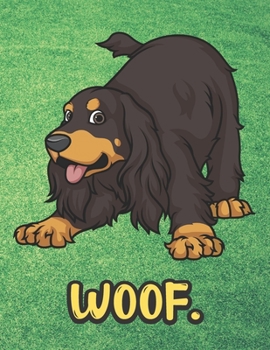 Woof: Black English Cocker Spaniel Dog Notebook with Green Grass Background Design and Barking Noise Cover. Perfect Journal for Pet and Dog Lovers of All Ages.