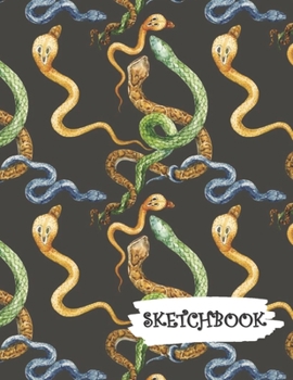 Paperback Sketchbook: Watercolor Snakes Fun Framed Drawing Paper Notebook Book