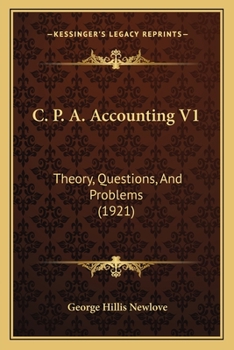Paperback C. P. A. Accounting V1: Theory, Questions, And Problems (1921) Book