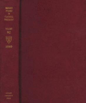 Hardcover Harvard Studies in Classical Philology, Volume 92 Book