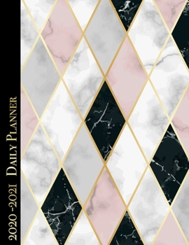 2020-2021 Daily Planner: Beautiful Marble Diamond Print Cover 12 Month Calendar Planner Large 8x11 Weekly and Monthly Agenda Planner Organizer Gift for Women