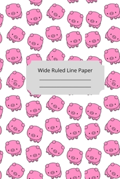 Cute Baby Pig Theme Wide Ruled Line Paper