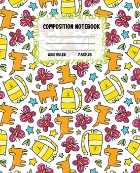 Paperback Composition Notebook Wide Ruled: Size 7.5 " x 9.25 " - Pretty Colourful Workbook for Little Princesses Girls Kids Teens Students for School Home Colle Book