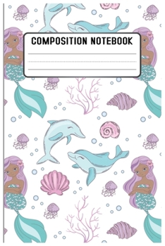 Composition notebook: Mermaid  Pattern Pretty Wide Ruled Animal School Going Student Note Book - Cute Black & White Exercise Book and Journal For ... Notes. Lined 100 pages - Size 6’’x 9’’