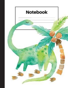 Paperback Notebook: Dinosaur Brontosaurus, Palm Tree, Foot Prints, Handwriting, Notebook Home Office School Student Teacher Homeschool, 7. Book