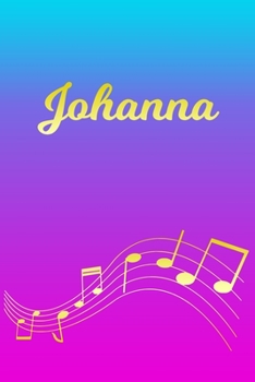 Johanna: Sheet Music Note Manuscript Notebook Paper Pink Blue Gold Personalized Letter J Initial Custom First Name Cover Musician Composer Instrument Composition Book 12 Staves a Page Staff Line Notep