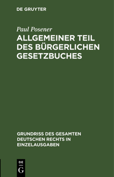 Hardcover Allgemeiner Teil Des Bürgerlichen Gesetzbuches [German] Book