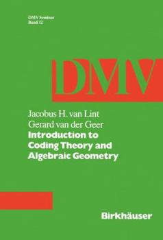 Paperback Introduction to Coding Theory and Algebraic Geometry Book