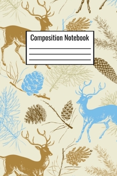 Paperback Composition Notebook: Deer Background Notebook For Kids Teens Adults Couples College To Write Down Daily Notes Book