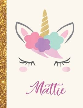 Mattie: Mattie Unicorn Personalized Black Paper SketchBook for Girls and Kids to Drawing and Sketching Doodle Taking Note Marble Size 8.5 x 11