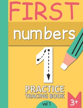 Paperback First Numbers. Practice Tracing Book. Vol 1: Supporting Creative Writing For Low Vision Toddlers Ages 3+. Children can trace numbers 1-20 along dotted Book