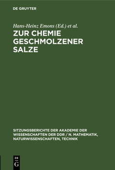 Hardcover Zur Chemie Geschmolzener Salze [German] Book