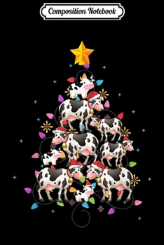 Composition Notebook: Santa Cow Christmas Tree Lights Funny Cow Christmas Pajama  Journal/Notebook Blank Lined Ruled 6x9 100 Pages