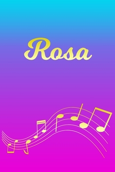 Rosa: Sheet Music Note Manuscript Notebook Paper | Pink Blue Gold  Personalized Letter R Initial Custom First Name Cover | Musician Composer ... Notepad Notation Guide | Compose Write Songs