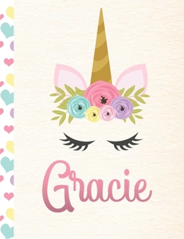 Paperback Gracie: Personalized Unicorn Primary Story Journal For Girls With Pink Name - Half Ruled Dotted Midline and Blank Picture Spac Book