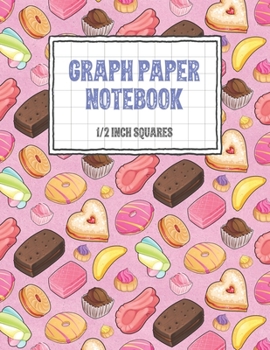 Paperback Graph Paper Notebook 1/2 Inch Squares: British Biscuits and Sweets Themed 0.50" Square Quad Ruled, 120 Pages, 8.5" x 11" Non-perforated Graphing Noteb [Large Print] Book