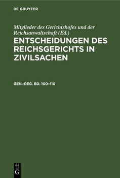 Hardcover Generalregister Zum 100-110 Bande [German] Book