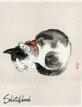 Paperback Sketchbook: Japanese Sleeping Cat, Large Blank Pages of White Paper Good for Drawing, Sketching & Doodling Book