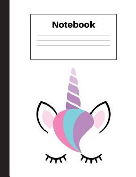 Paperback Notebook: Unicorn Purple Horn, Wide-Rule, Notebook Home Office School Student Teacher Homeschool, 7.4 x 9.7 in, 200 pages for ki Book