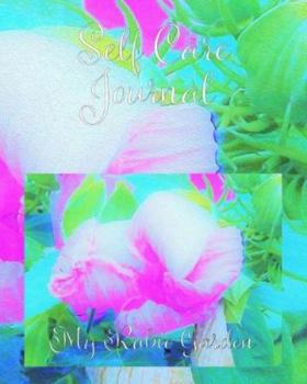 Paperback Self Care Journal: Abstract Pink Hibiscus Bloom on Turquoise Book