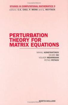 Hardcover Perturbation Theory for Matrix Equations: Volume 9 Book