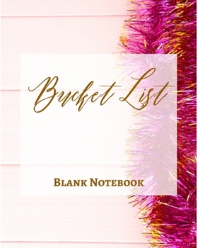 Paperback Bucket List - Blank Notebook - Write It Down - Pastel Rose Pink Gold Wood Abstract Design - Shiny Sparkle Luxury Fun Book
