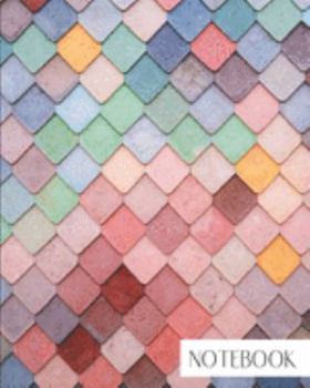 Notebook: Large College Ruled Notebook for Everyday Use Pretty Pink and Pastel Shingle Tile Design