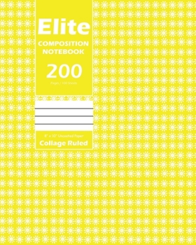 Paperback Elite Composition Notebook, Collage Ruled 8 x 10 Inch, Large 100 Sheet, Yellow Cover Book