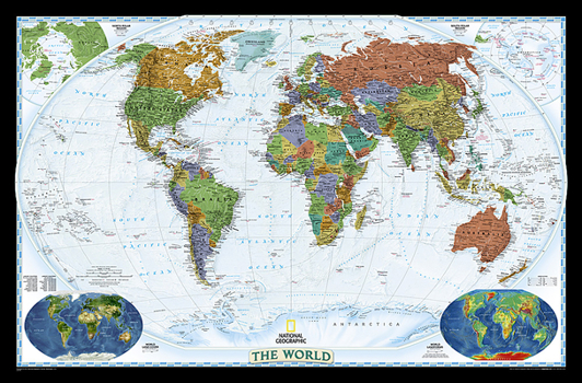 Map National Geographic World Wall Map - Decorator - Laminated (Enlarged: 73 x 48 in) (National Geographic Reference Map) Book