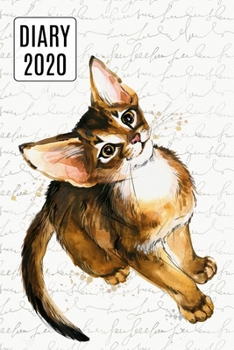 Paperback 2020 Daily Diary Planner, Watercolor Abyssinian Cat: Three Days Per Page Full Year Planner Book