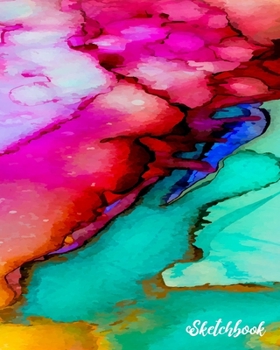 Sketchbook : Pretty Blank Doodle Activity Workbook for Girls - Kids Paper Notepad - Water Paint Theme Cover Sketching Journal - Pink Cover Personalized Drawing Notebook