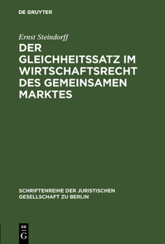 Hardcover Der Gleichheitssatz im Wirtschaftsrecht des Gemeinsamen Marktes [German] Book