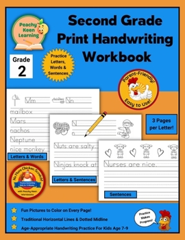 Paperback Second Grade Print Handwriting Workbook with Traditional Horizontal Lines and Dotted Midline: Age-Appropriate Handwriting Practice For Kids Age 6-8 Book