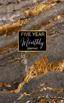 Five Year Monthly Planner: 5 year Pocket Planner, 60 month Calendar for Goals. To Do List and Notes, U.S. Holidays, Hand Lettering Notebook. Mable Texture Cover Design